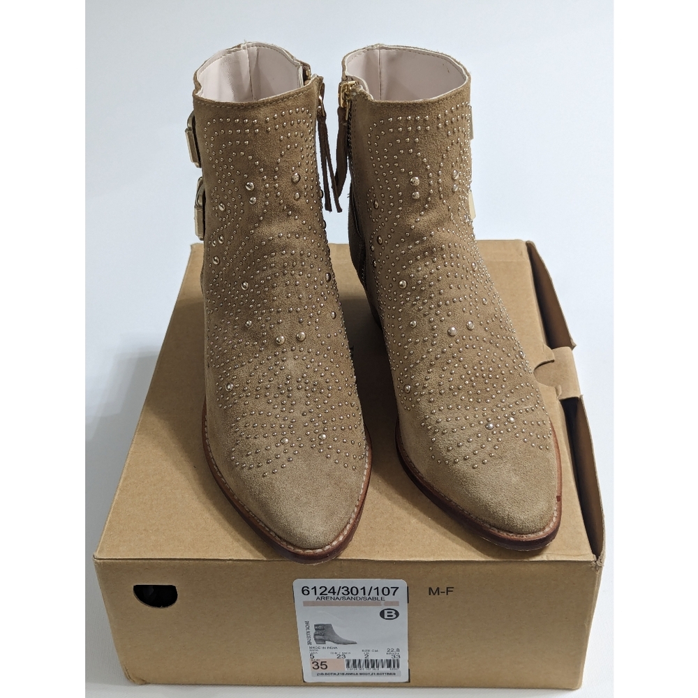 ZARA Suede Studded Ankle Boots With Buckles Women's Size 5 - Picture 2 of 16